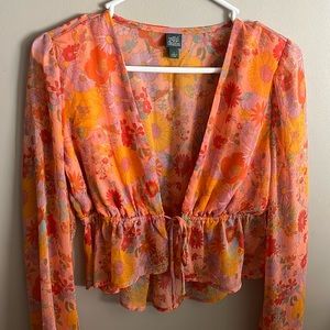 Wild Fable for Target Multi-Colored Floral Blouse